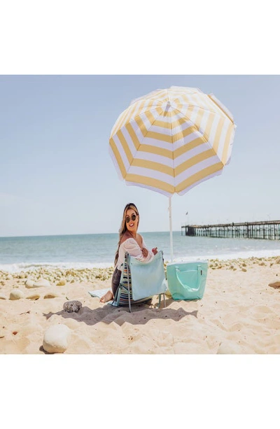 Picnic Time Yellow Cabana Stripe Portable Beach Umbrella In Yellow