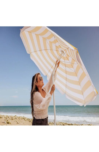 Picnic Time Yellow Cabana Stripe Portable Beach Umbrella In Yellow