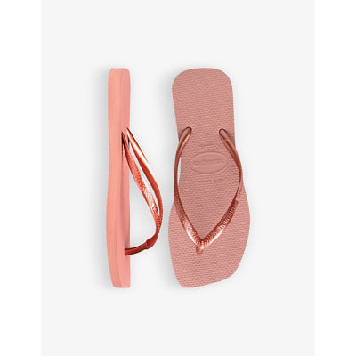 Shop Havaianas Women's Crocus Rose Slim Square-toe Rubber Flip Flops In Pink