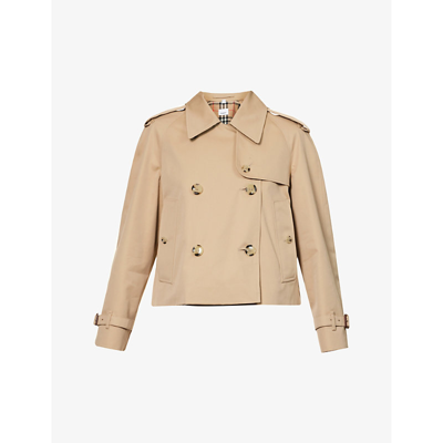 Shop Burberry Women's Honey Double-breasted Cotton Jacket