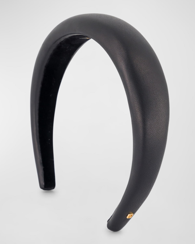 Shop Alexandre De Paris Padded Leather Headband In Black