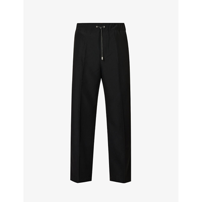 Oamc Drawstring-waist Straight-leg Trousers In Black
