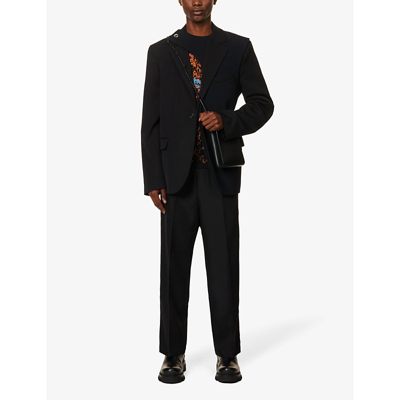 Shop Oamc Men's Black Base Drawstring-waistband Straight-leg Woven Trousers