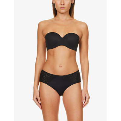 Shop Chantelle Norah Strapless Stretch-woven Bra In Black