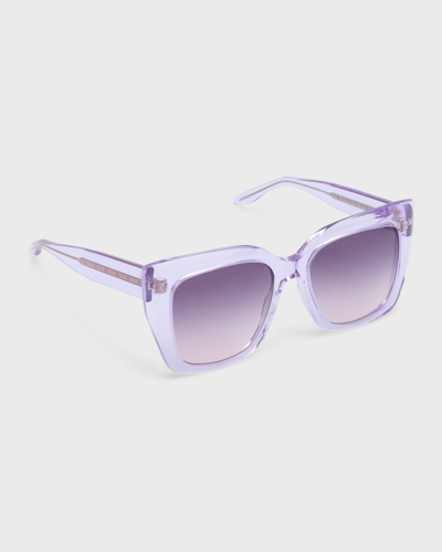 Shop Barton Perreira Devine Square Acetate & Titanium Sunglasses In Devine Sheer Lila