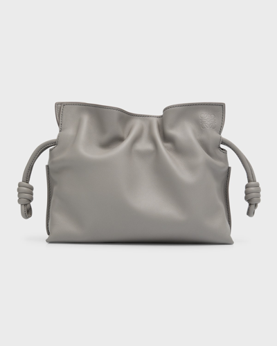 Shop Loewe Flamenco Mini Napa Drawstring Clutch Bag In Pearl Grey