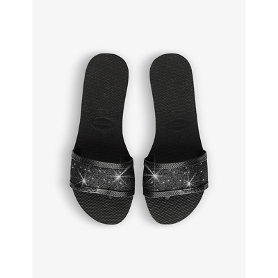 Shop Havaianas Women's Black You Angra Glitter Rubber Sandals