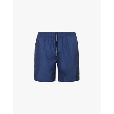 Shop Dolce & Gabbana Men's Navy Brand-plaque Regular-fit Swim Shorts