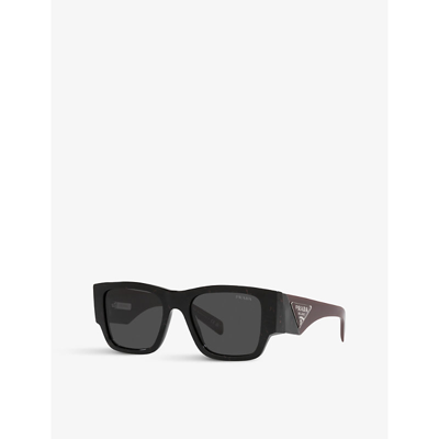 Prada Womens Black Pr 10zs Pillow-frame Acetate Sunglasses In Black