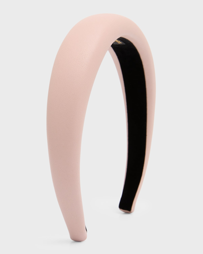 Shop Alexandre De Paris Padded Rose Leather Headband In Light Pink