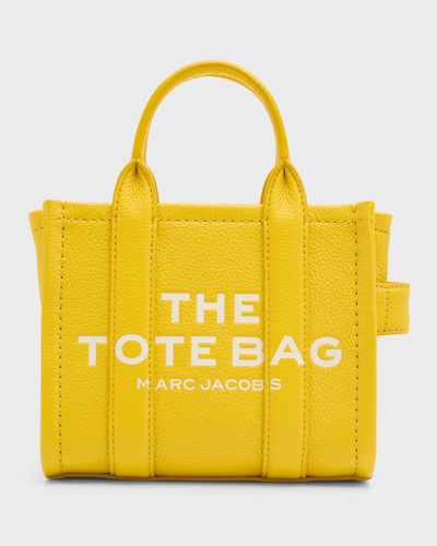 Shop Marc Jacobs The Leather Mini Tote Bag In Sun