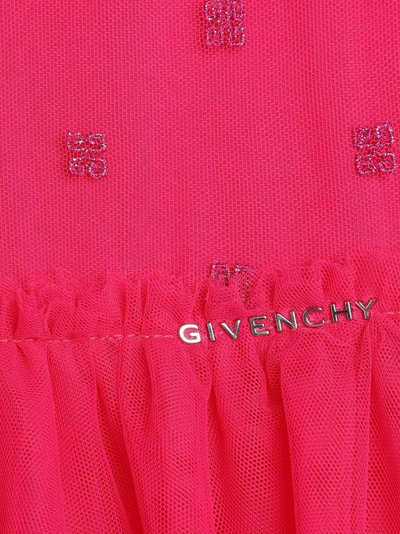 Shop Givenchy Logo-lettering Ruffle-detailing Dress In Pink