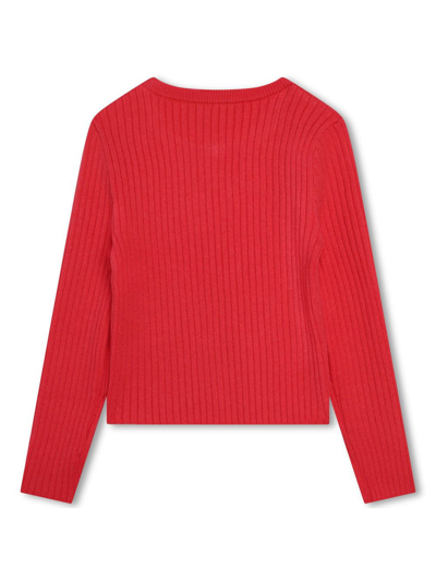 Shop Michael Kors Mk Empire Ribbed-knit Jumper In Red