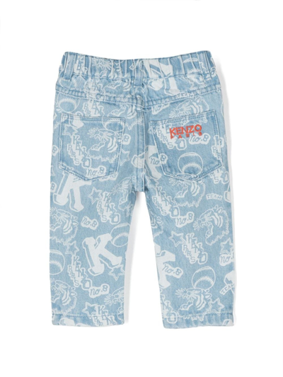 Shop Kenzo Logo-embroidered Jeans In Blue
