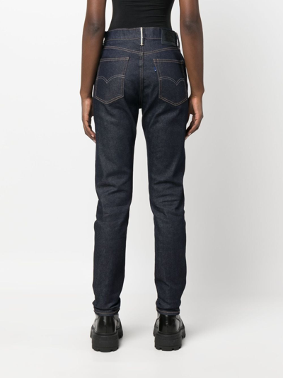 Shop Levi's Dark-wash Tapered-leg Jeans In Blue