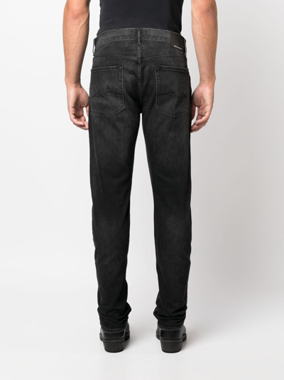 Shop 7 For All Mankind Mid-rise Tapered-leg Jeans In Black