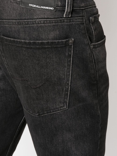 Shop 7 For All Mankind Mid-rise Tapered-leg Jeans In Black