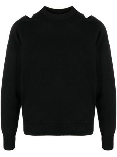 Shop Jil Sander Cut-out Crew-neck Sweatshirt In Black