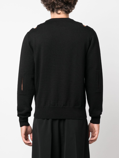Shop Jil Sander Cut-out Crew-neck Sweatshirt In Black