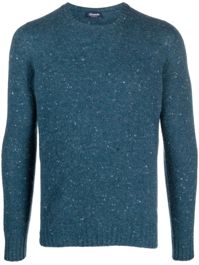 Drumohr Melange-effect Knit Jumper In Blue