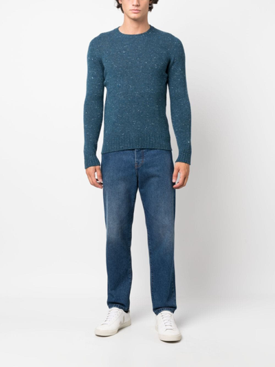 Drumohr Melange-effect Knit Jumper In Blue