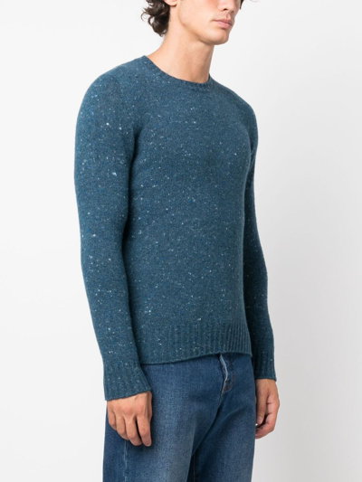 Drumohr Melange-effect Knit Jumper In Blue