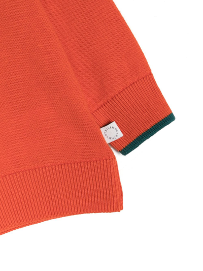 Shop Stella Mccartney Floral-appliqué Knitted Cotton Jumper In Orange