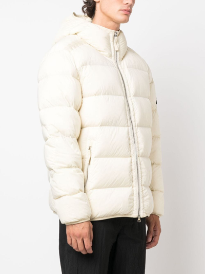 Shop Stone Island Feather Down Hooded Coat In Neutrals