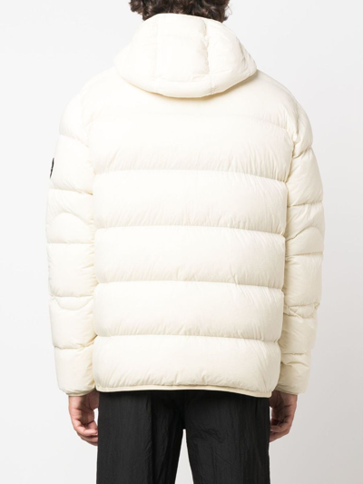 Shop Stone Island Feather Down Hooded Coat In Neutrals