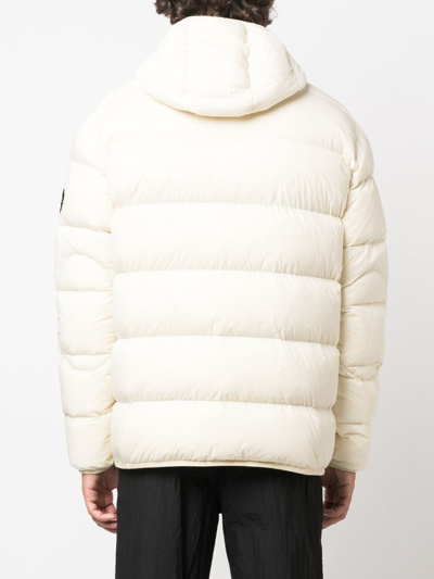 Stone Island Feather Down Hooded Coat In Neutrals