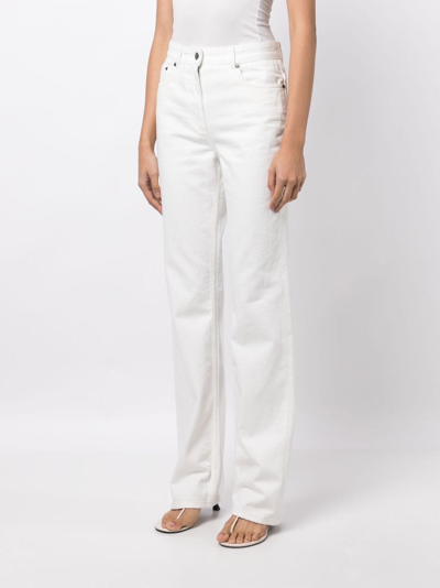 Shop Ferragamo High-waist Straight-leg Denim Trousers In White