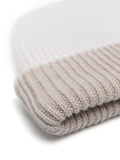 Shop Eleventy Ribbed-knit Beanie In White
