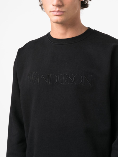 Shop Jw Anderson Logo-embroidered Crew-beck Sweatshirt In Black