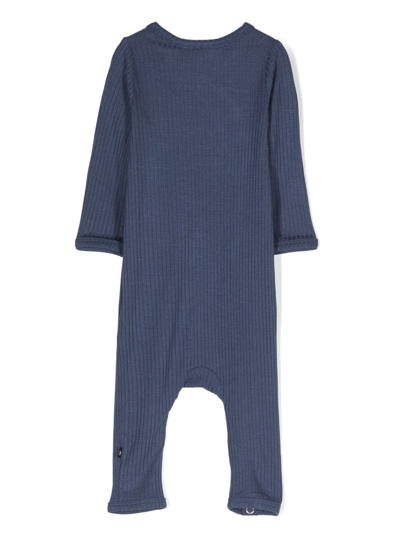 Shop Molo Ribbed Long-sleeve Romper In Blue