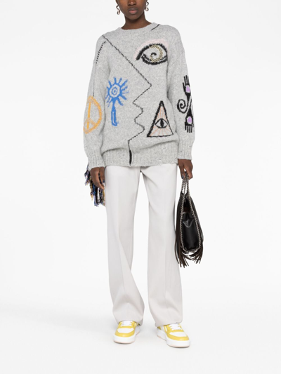 Stella Mccartney Stella Mc Cartney Folk Artwork Alpaca Sweater In Grey