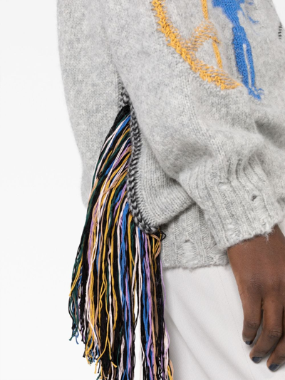 Stella Mccartney Stella Mc Cartney Folk Artwork Alpaca Sweater In Grey