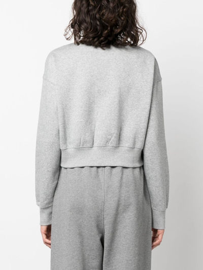 Shop Nike Phoenix Cropped Zip-up Sweatshirt In Grey