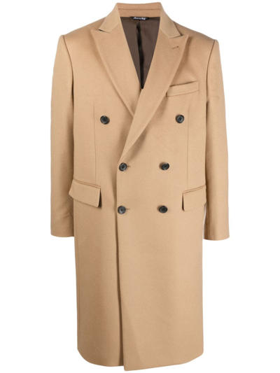 Shop Reveres 1949 Double-breasted Virgin Wool Coat In Neutrals