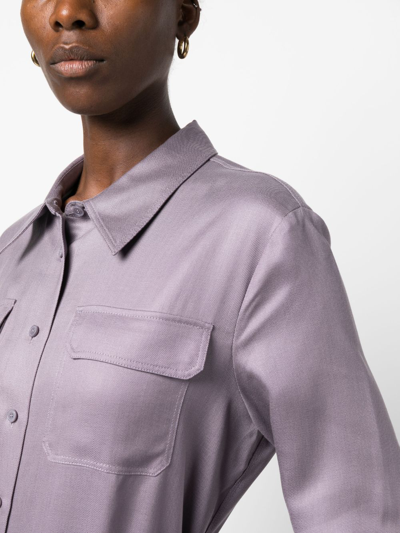 Shop Calvin Klein Flap-pocket Button-up Shirt In Purple