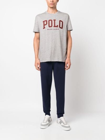 Shop Polo Ralph Lauren Logo-print Mélange-effect T-shirt In Grey