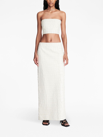 Shop Dion Lee Snake Etched Leather Maxi Skirt In White