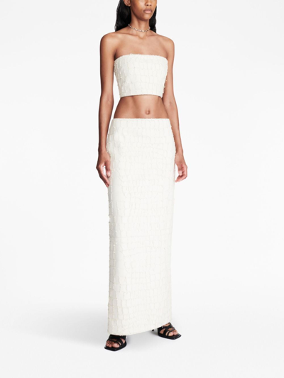 Shop Dion Lee Snake Etched Leather Maxi Skirt In White