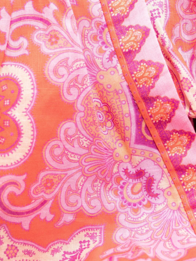 Shop Zimmermann Halcyon Paisley-print Cut-out Minidress In Pink