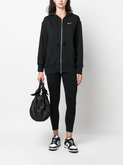 Nike Swoosh-print 7/8 Performance Leggings In Black