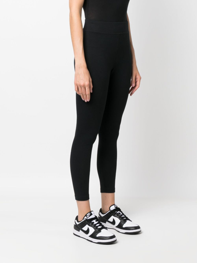 Nike Swoosh-print 7/8 Performance Leggings In Black