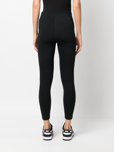 Nike Swoosh-print 7/8 Performance Leggings In Black