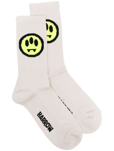 Shop Barrow Logo-embroidered Ankle Socks In Neutrals