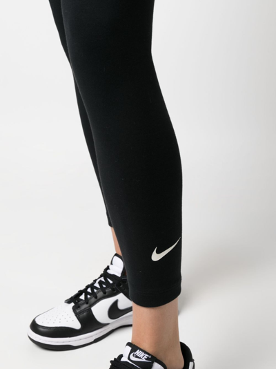 Nike Swoosh-print 7/8 Performance Leggings In Black