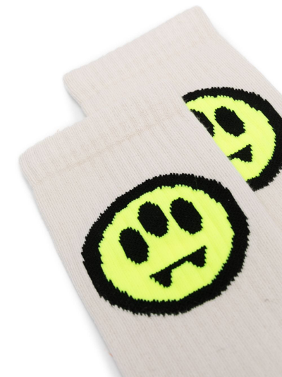 Shop Barrow Logo-embroidered Ankle Socks In Neutrals