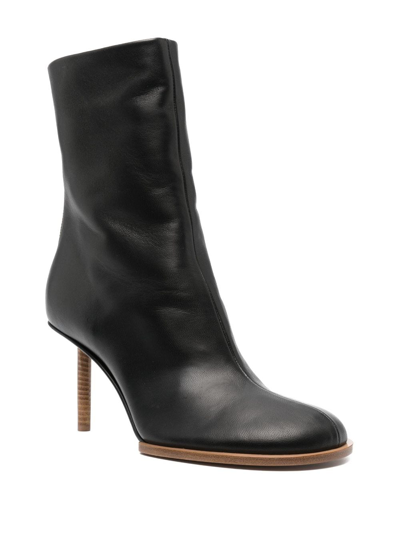 Jacquemus Black Asymmetrical Ankle Boots In Black